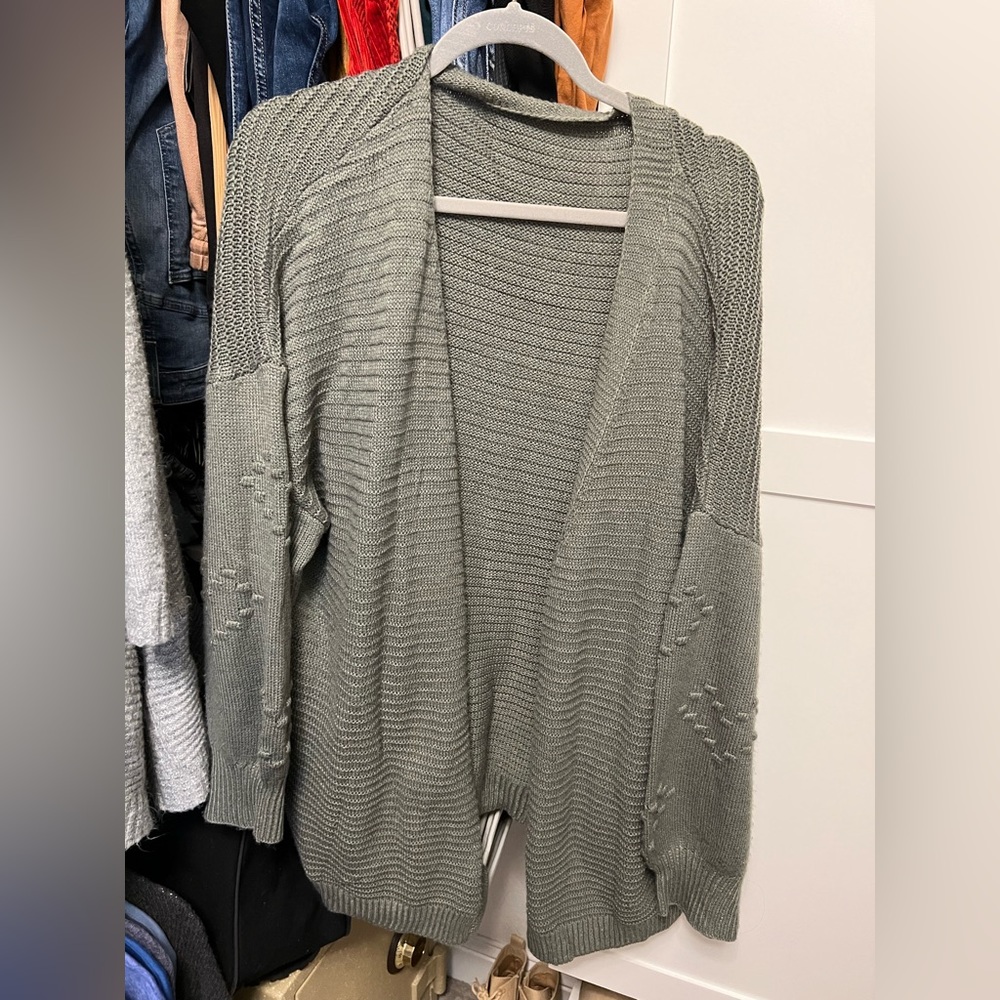 SHEIN sage green cardigan with embellished bubble sleeves - Size 3XL